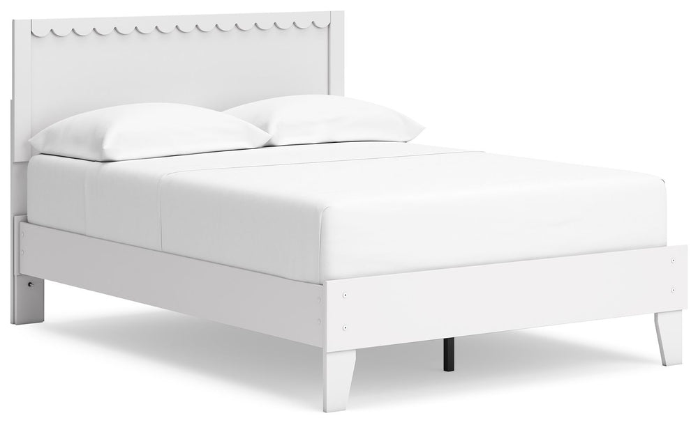 Thanks to its playful scalloped design, this full platform bed is the perfect fit for cottage or coastal farmhouse interiors. Its matte white finish serves as the perfect backdrop to showcase your personal taste and creativity. Plus the low-profile bed fr