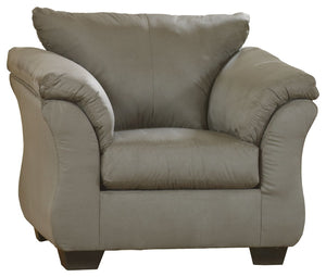 Talk about fine lines and great curves. Thatâ€™s the beauty of this standout chairâ€”made to suit your appreciation for simplicity and love of contemporary style. A striking flared frame, comfy pillow top armrests and an ultra-soft upholstery that holds u