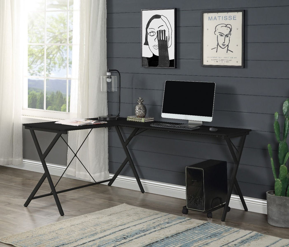 Corner Computer Desk Orientation: -"L-" Shape X-Shape Metal Frame BaseRectangular Table Top<br/><br/><b>Product Features</b><ul><li>Corner Computer Desk</li><li>Orientation: -"L-" Shape</li><li>X-Shape Metal Frame Base</li><li>Rectangular Table Top</li><l