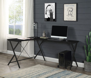 Corner Computer Desk Orientation: -"L-" Shape X-Shape Metal Frame BaseRectangular Table Top<br/><br/><b>Product Features</b><ul><li>Corner Computer Desk</li><li>Orientation: -"L-" Shape</li><li>X-Shape Metal Frame Base</li><li>Rectangular Table Top</li><l