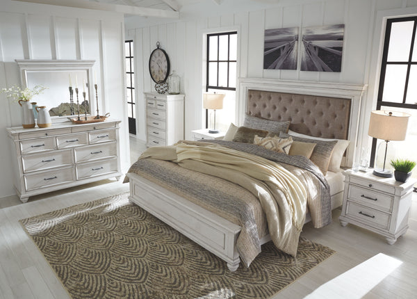  you-'ll love the headboard-'s grand style featuring an inset button tufted upholstery cushion. Generously scaled moulding from top to bott