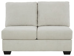 This armless loveseat is made with polyester upholstery. Pairs with other items in the series to make a sectional.<br><br><b>Additional Dimensions</b><br><ul><li>Seat depth: 21-"</li><li>Seat height: 21-"</li><li>Top of cushion to top of back: 19-"</li><l