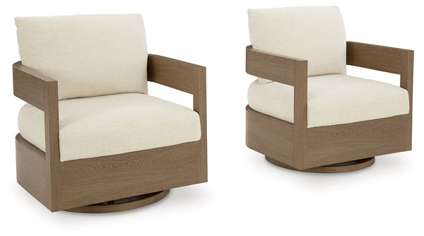  year after year. The gently curved chair features cushions wr