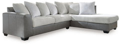 You want your living room to reflect your ultra-cool character. Introducing: this sectional with chaise. Its combination of retro-cool jumbo cord and sleek faux leather takes a unique approach to contemporary aesthetics. For a finishing touch, pillows pro