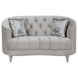 Avonlea - Upholstered Sloped Arm Loveseat Velvet - Pearl Silver