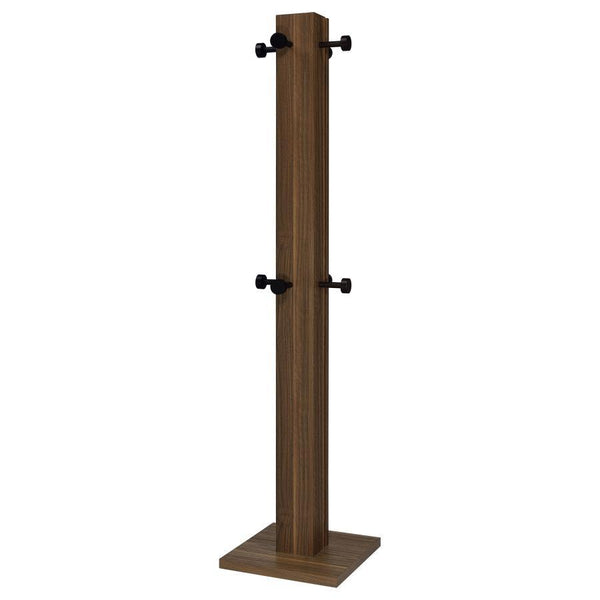  this coat rack combines functionality with a sleek design. The walnut melamine paper finish adds a warm