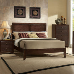 The Madison casual bedroom collection features panel bed configuration, generous Casegood size and espresso knob hardware. Also features hand selected laminate drawer fronts & chamfered leg details. This bedroom will bring a sleek style to your favorite b