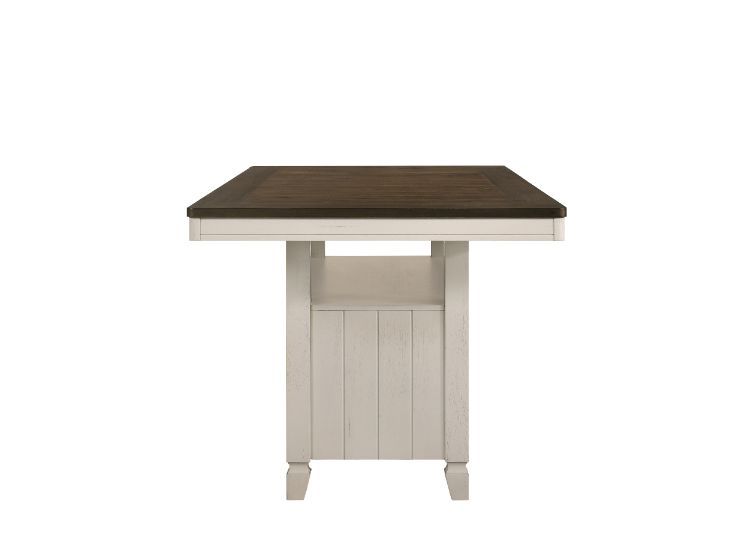 The Tasnim collection is multifunctional. The counter height dining table features an under-table storage cabinet for kitchenware. The built-in open shelves are the perfect solution for everyday and entertaining table use. The server offers built-in wine 
