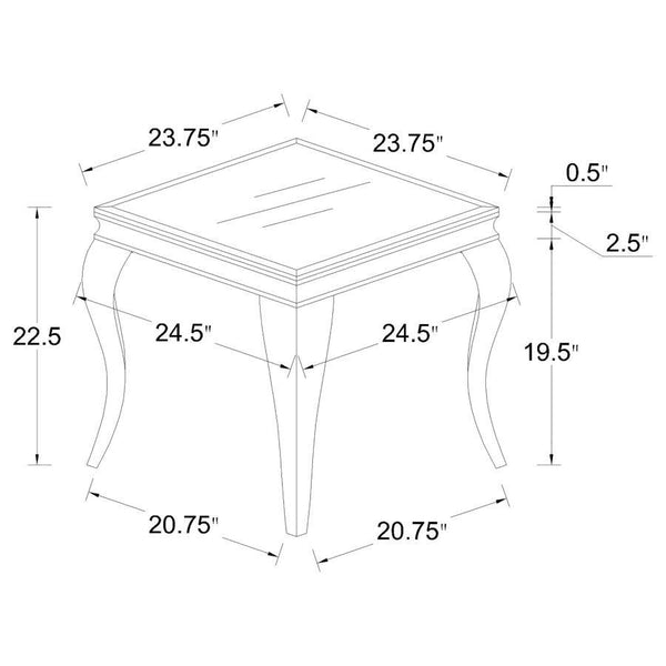 Carone - Square End Table - White And Chrome