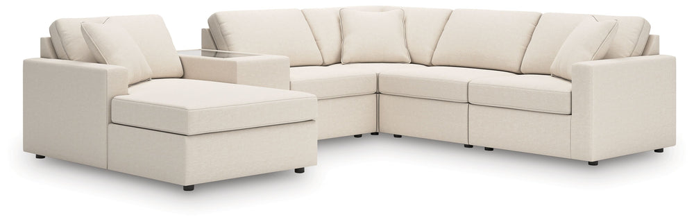 Looking cool and contemporary is great. But when it comes down to it, youâ€™re all about low-maintenance lounging. With the performance fabric on this sectional with console, cleaning spills is a breeze. Its customizable modular design caters to your ever