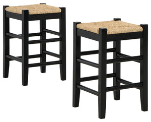 Bring the vintage casual vibe you love to the kitchen with this counter height bar stool. A stylish seating solution in a chic black finish, this charming stool completes your dining space with ease. The woven seagrass seat and wood stretchers create an e