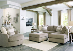 Creswell - Stone - 4 Pc. - Right Arm Facing Corner Chaise 2 Pc Sectional, Accent Chair, Ottoman