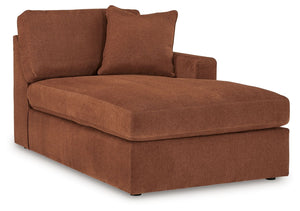 This right-arm facing corner chaise is made with Next-Gen Nuvellaâ„¢ (polyester) fade-resistant, washable fabric. Fully finished on all sides, it pairs with other items in the series to make a modular sectional.<br><br><b>Additional Dimensions</b><br><ul>