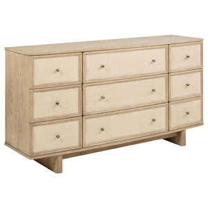 This nine-drawer dresser offers generous storage and timeless style, making it an essential piece for your bedroom. The beige oak finish exudes warmth and sophistication, while the smooth metal extension glides ensure easy access to your wardrobe. Antique