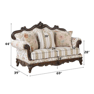 Nayla - Loveseat - Pattern Fabric & Walnut Finish