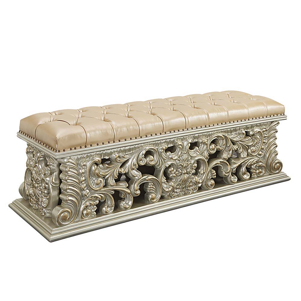 A bed fit for royalty, the Sorina bed brings glam and style to any bedroom in your home. Crafted exquisitely with a tall regal headboard that is accented with button tufts along the center of the headboard. The footboard features the same majestic scrollw