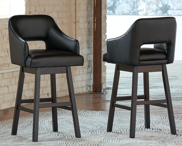Tallenger - Black / Dark Brown - Tall UPH Swivel Barstool(Set of 2)