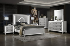 Discover the epitome of luxury with the Stardust 6 Piece Bedroom Suite, designed to elevate your bedroom to new heights of elegance. Your set includes a beautiful bed, dresser, mirror, 2 nightstands and chest. Crafted with meticulous attention to detail, 