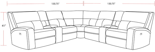 Polaris - 7 Piece Modular Power Reclining Sectional With Power Adjustable Headrests - Bizmark Gray