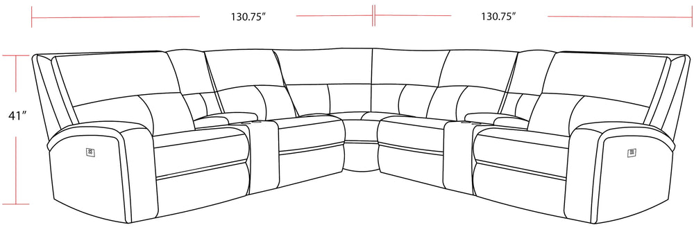 Even commercials are more tolerable when you-'re relaxing in the plush comfort of this six-piece sectional seating group. You-'ll love the luxury of its two power recliners on each end that feature power headrests. Between those, you-'ll find and armless 