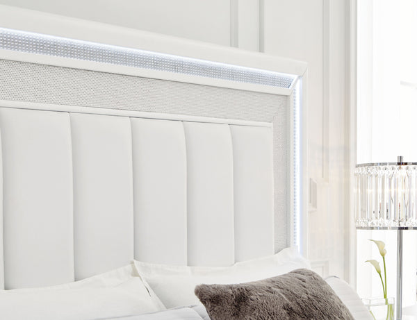 Chalanna - White - King Upholstered Storage Bed