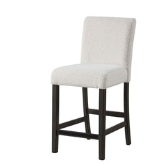 The High Line Upholstered Counter Chairs in White combine durability, comfort, and style to enhance any living space. Each set includes two counter dining chairs, expertly crafted from solid Acacia and Rubberwood, along with high-quality manufactured wood