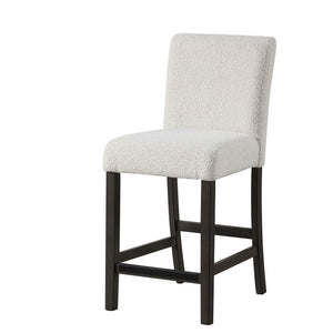 The High Line Upholstered Counter Chairs in White combine durability, comfort, and style to enhance any living space. Each set includes two counter dining chairs, expertly crafted from solid Acacia and Rubberwood, along with high-quality manufactured wood