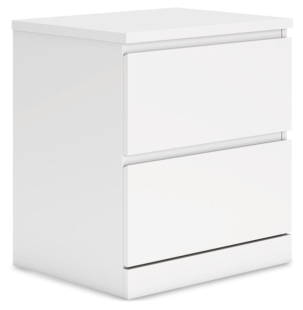 Create the modern bedroom of your dreams. This nightstand offers a minimal design with maximum style, combining ultra-clean lines and an easy-elegant solid white finish with a hardware-less aesthetic. Drawers with ball-bearing glides keep bedside essentia