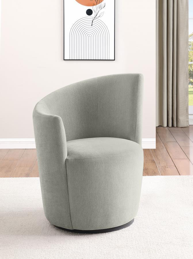 This accent chairâ€™s sculptural silhouette and plush velvet upholstery create a luxurious presence in your living space. Designed with swivel functionality, it allows effortless 360-degree rotation, making it perfect for conversation areas or cozy readin