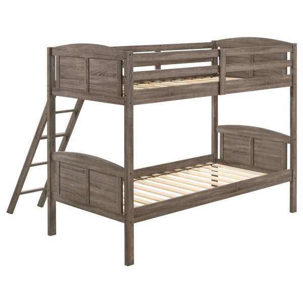 Flynn - Wood Twin Over Twin Bunk Bed - Weathered Brown