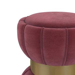 Sora - Round Upholstered Ottoman - Berry
