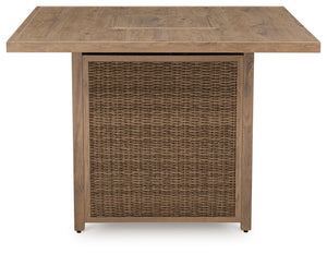 Walton Bridge - Driftwood - 5 Pc. - Square Bar Table W/Fire Pit