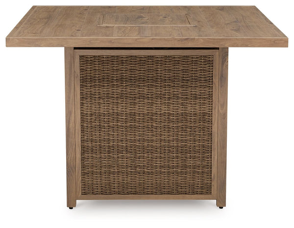 Walton Bridge - Driftwood - 5 Pc. - Square Bar Table W/Fire Pit