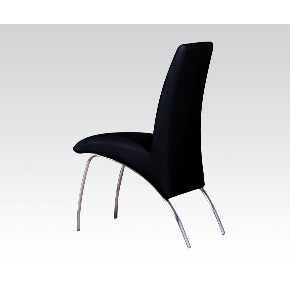 The Pervis collection has a armless side chairs that features padded seat & back in black faux leather. Also supported with metal curved legs. This collection will bring a elegant look at any dining room area and is perfect for you.<br/><br/><b>Product Fe