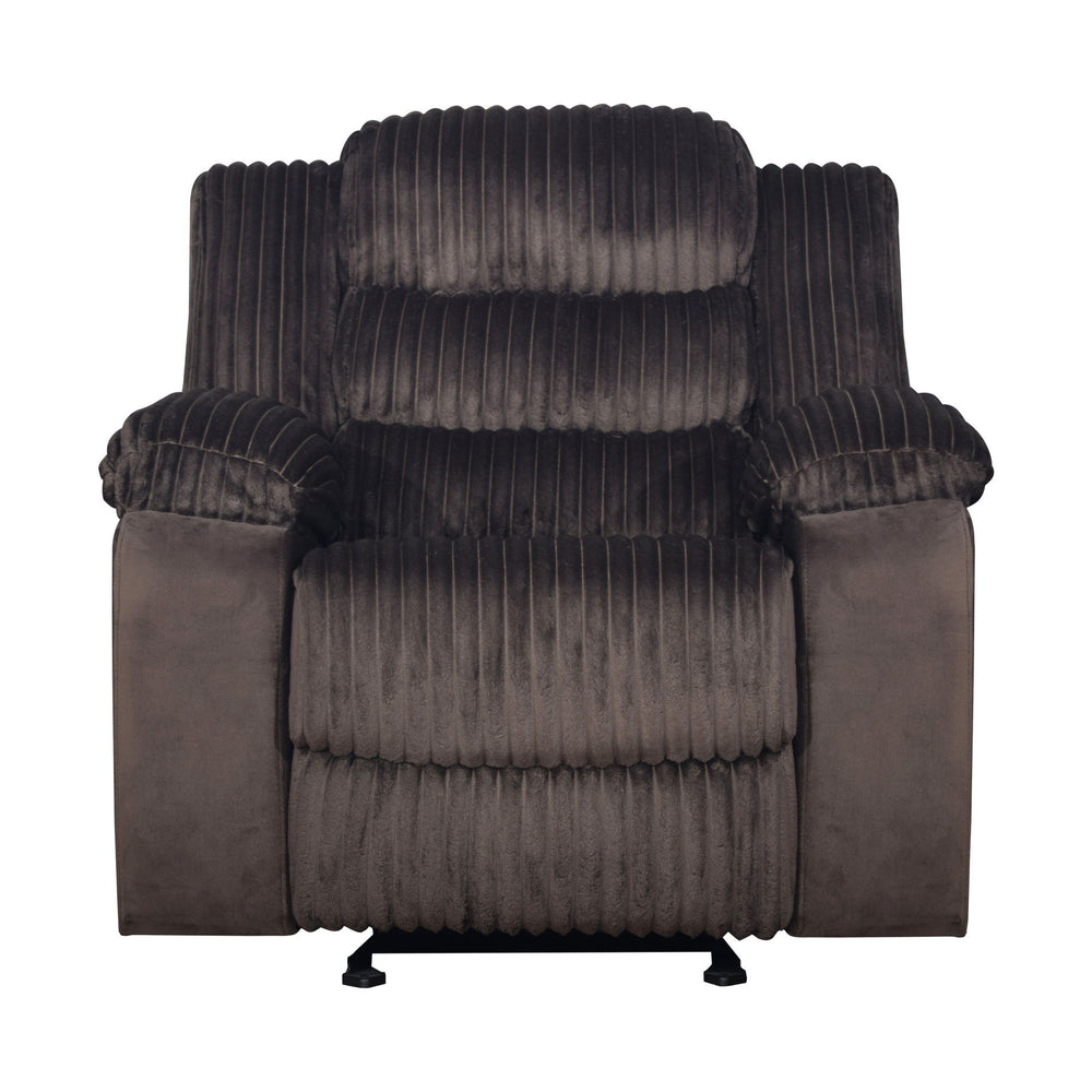 The Willow Recliner blends quality construction and cozy fabric for a relaxing addition to your living room or home theater. Built with hardwood and plywood frames and sturdy motion mechanisms for lasting durability. Wrapped in ultra-soft chocolate brown 