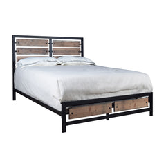 The Elk River Bed combines industrial elegance with robust functionality to provide an inviting centerpiece for your bedroom. Crafted from eco-friendly manufactured wood and adorned with a rustic, scratch-resistant finish, this bed set includes a headboar