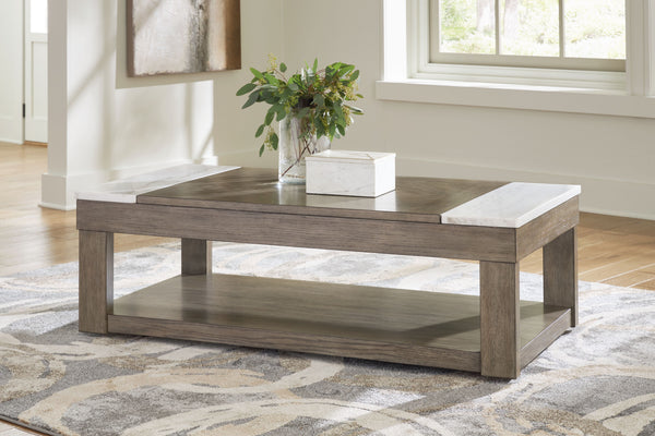  contemporary style and functionality to your home. This lift-top coffee table is equipped with a convenient lift-top surface for working or dining from your sofa