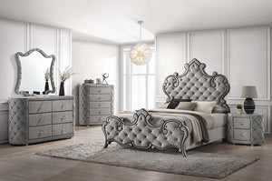 Perine - Queen Bed - Gray Velvet