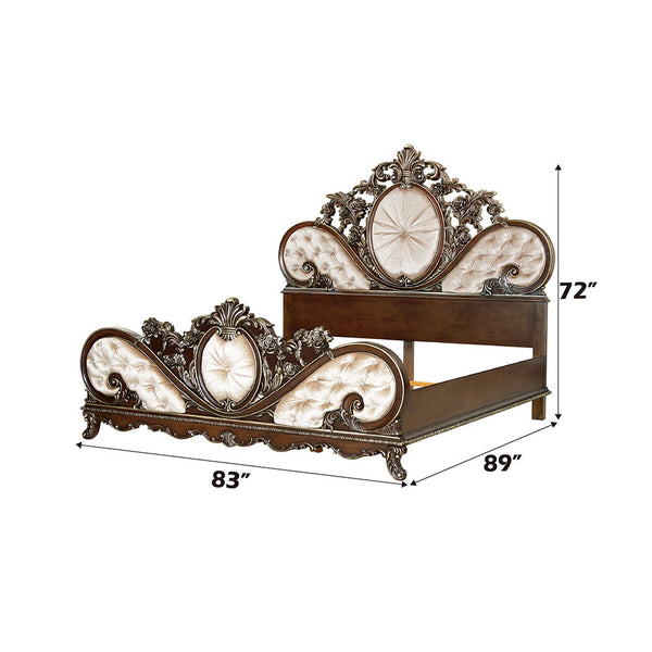 Devany - Eastern King Bed - Cream And Cherry