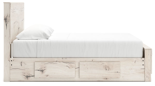 Lawroy - Light Natural - King Panel Bed With 2 Under Bed Storage Units