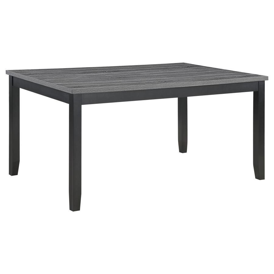 Assemble a look of understated elegance with this 6-piece dining set, a blend of modern design and classic comfort. The rectangular dining table boasts a durable grey wood-look decorative laminate top, a surface resilient to life-'s moments, set upon a so