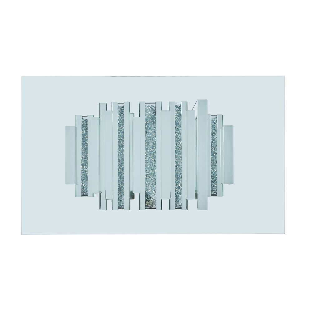 Brighten up your space with this mirrored and faux diamonds Noralie coffee table. With its unique pedestal base, this table is one your friends and family will all be envious of and will be talking about for years to come. Glam meets function with its amp