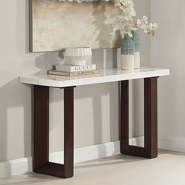 Edwyn - Sofa Table With Marble Top - White