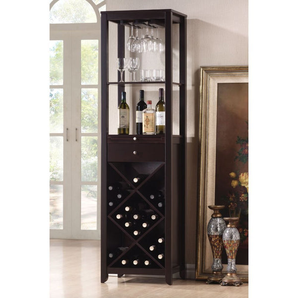  stylish solution to storing a small wine collection and makes it easier than ever to pop open a bottle of vino when the occasion arises. Display delicate crystal wine glasses at the top in the wine glass rack