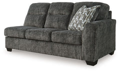 This right-arm facing sofa is made with polyester upholstery. Pairs with other items in the series to make a sectional.<br><br><b>Additional Dimensions</b><br><ul><li>Arm height: 27-"</li><li>Seat depth: 21-"</li><li>Seat height: 20-"</li><li>Top of cushi
