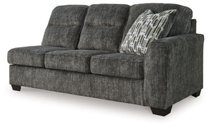 This right-arm facing sofa is made with polyester upholstery. Pairs with other items in the series to make a sectional.<br><br><b>Additional Dimensions</b><br><ul><li>Arm height: 27-"</li><li>Seat depth: 21-"</li><li>Seat height: 20-"</li><li>Top of cushi