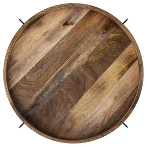 Adhvik - Round Wood Top Marble Shelf Coffee Table - Natural