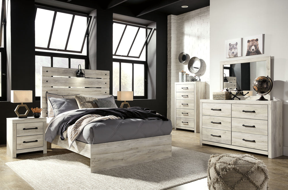 Cambeck - 7 Pc. - Dresser, Mirror, Full Panel Bed, 2 Nightstands - Whitewash