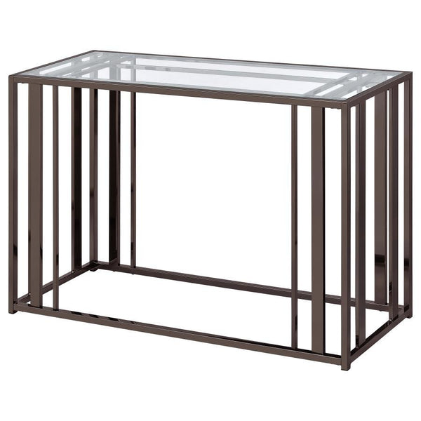 Adri - Glass Top Entryway Sofa Console Table - Black Nickel