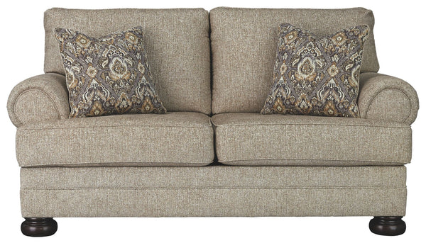 This sumptuously styled loveseat proves that a richly traditional look doesnâ€™t have to break the bank. Flared effect gives the classic roll arms a relaxed feel, while the choice of a plush chenille upholstery in oatmeal is earthy elegance at its best. D